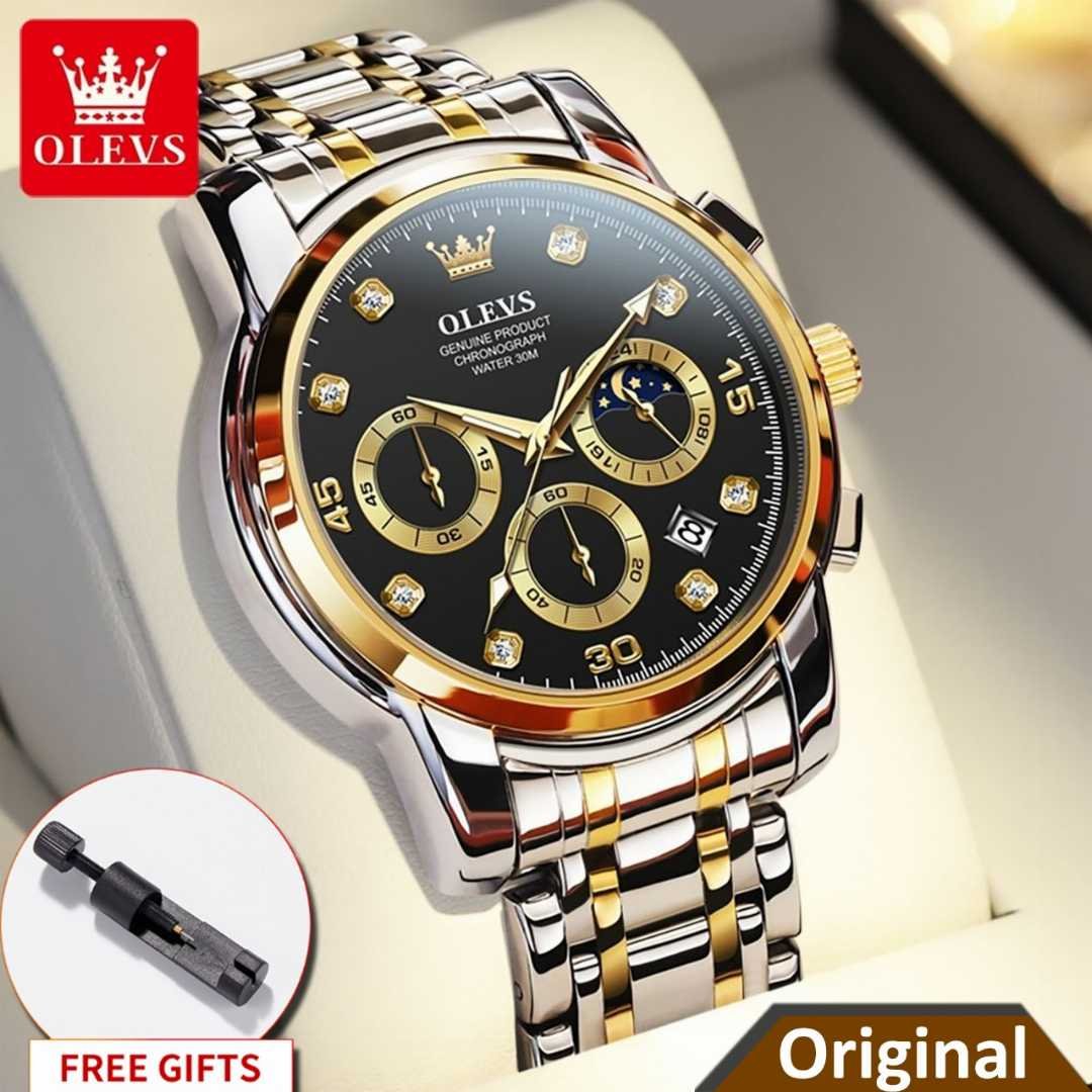 OLEVS 2889 Top Luxury Brand Fashion Dual Time Watch For Men