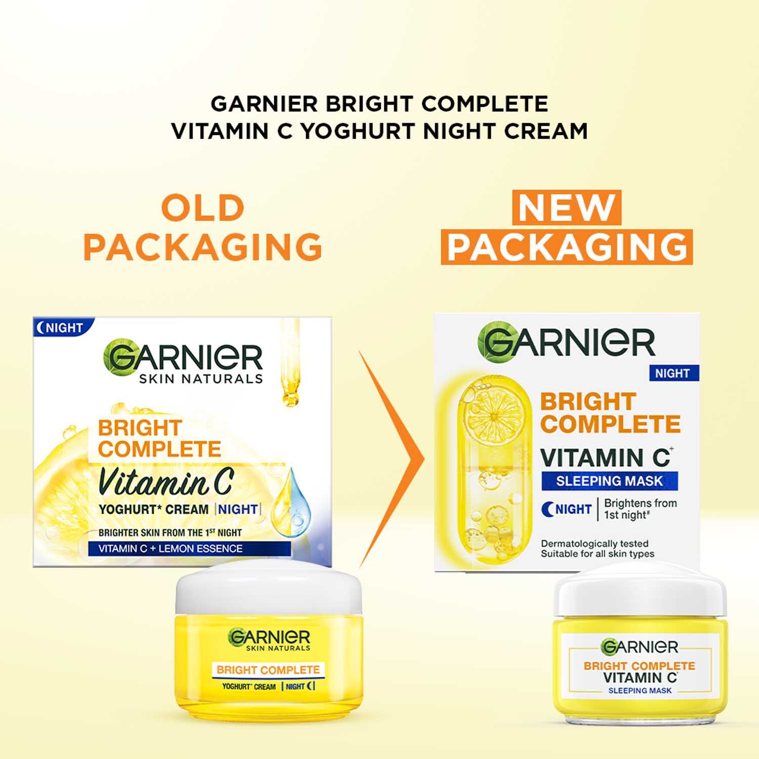 Garnier Bright Complete Vitamin C Yoghurt Night Cream, 40g